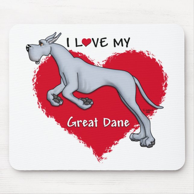 Tapis De Souris Love Blue Great Dane (Devant)