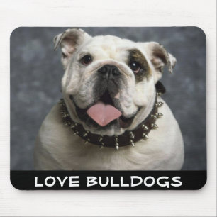 Tapis de souris Love Bulldog Puppy Dog avec collie