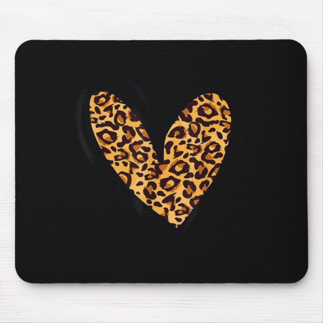 Tapis De Souris Love Cheetah Leopard Print Heart Valentines Day Gi (Devant)