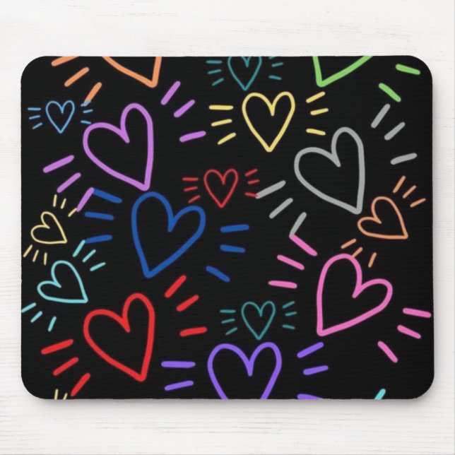 Tapis De Souris Love Colored Hearts (Devant)