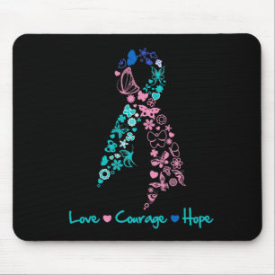 Tapis De Souris Love Courage Hope Butterfly - Thyroid Cancer