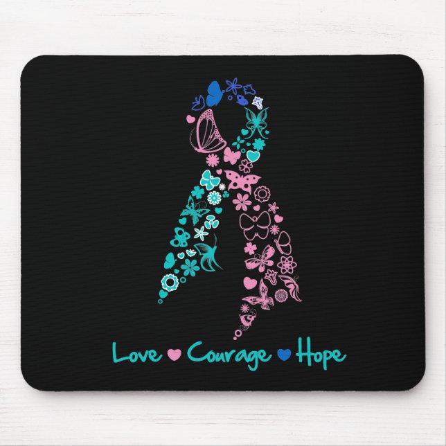 Tapis De Souris Love Courage Hope Butterfly - Thyroid Cancer (Devant)
