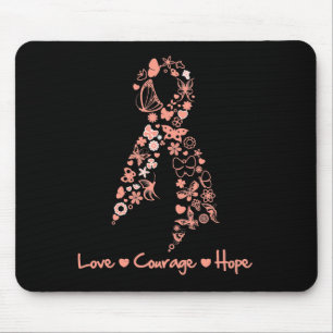 Tapis De Souris Love Courage Hope Papillon - Cancer utérin