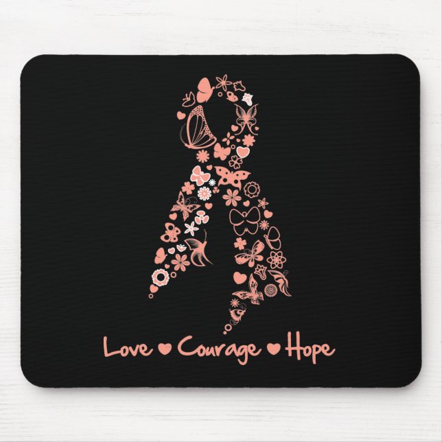 Tapis De Souris Love Courage Hope Papillon - Cancer utérin (Devant)