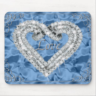 Tapis De Souris Love Diamond Coeur Bleu Souris Pad