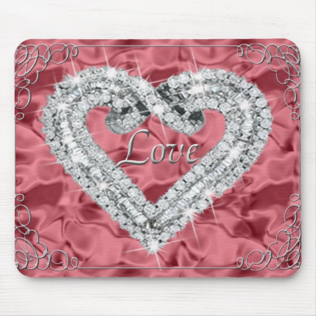 Tapis De Souris Love Diamond Heart Red Souse Pad (Devant)
