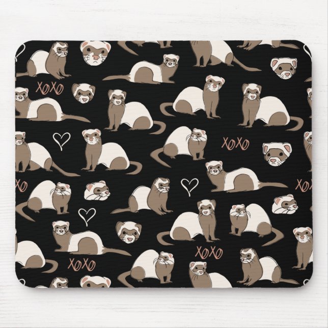 Tapis De Souris Love Ferrets - Noir (Devant)