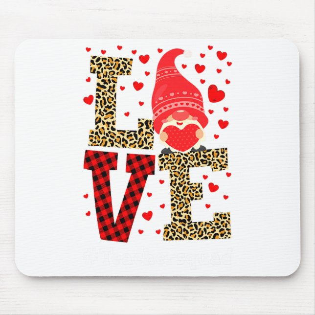 Tapis De Souris Love Gnome Teacher Squad Valentines Day Teacher St (Devant)