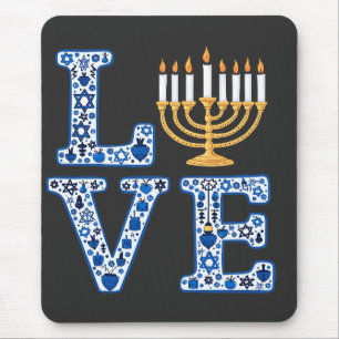 Tapis De Souris Love Hanoukka Jewish Holiday Menorah