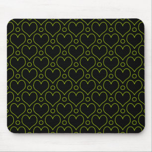 Tapis De Souris Love Hearts & Pois motif en Lime Green