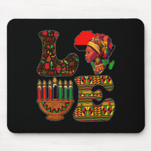 Tapis De Souris Love Kwanzaa Kinara Principes bougies Pan African