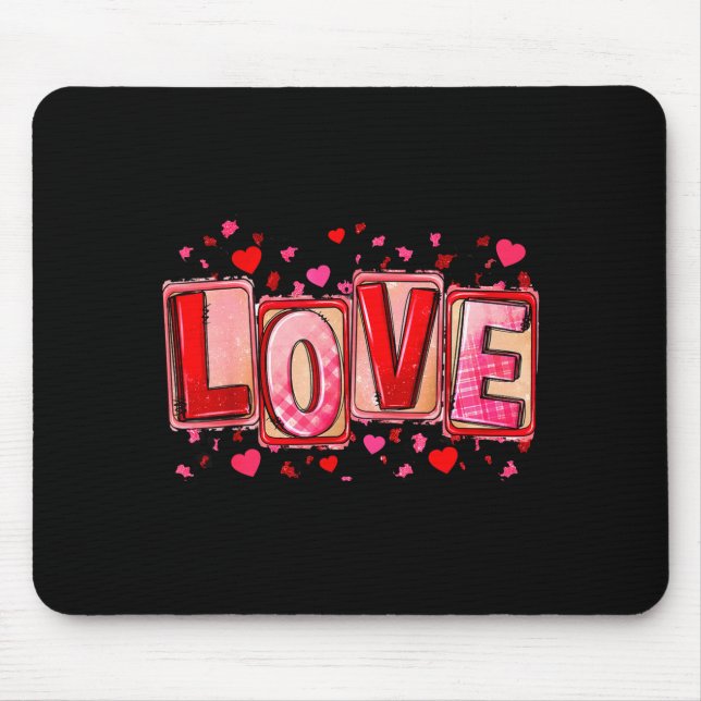 Tapis De Souris Love Lettering Leopard Day Pink Valentine s (Devant)