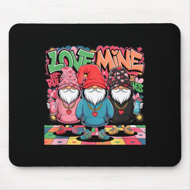 Tapis De Souris Love Mine Gnomes Urban Street Art Valentines Graff (Devant)
