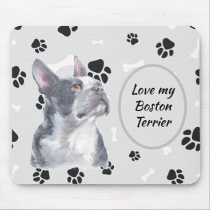 Tapis De Souris Love My Boston Terrier Dog Pawprint