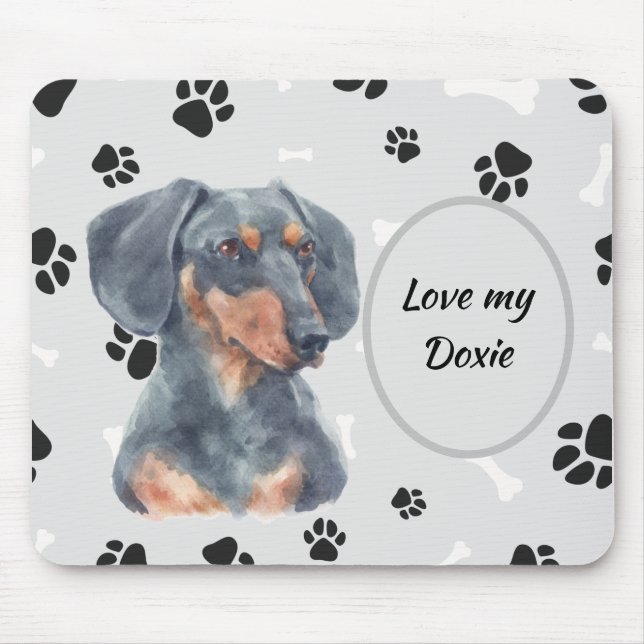 Tapis De Souris Love My Dachshund Dog Pawprint (Devant)