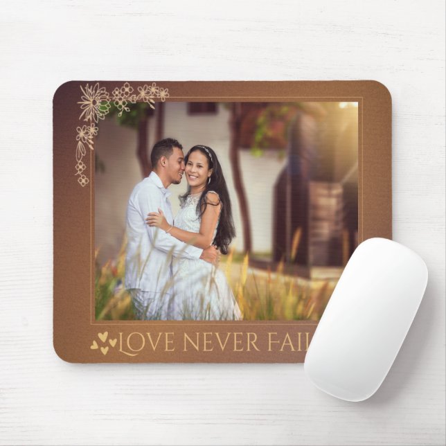 Tapis De Souris Love Never Fails Personnalisé Mariage Pad (Avec souris)