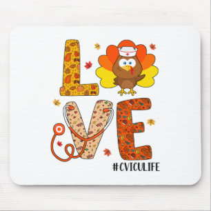 Tapis De Souris Love Nurse Life Fall Cvicu Nurse Turkey Thanksgivi