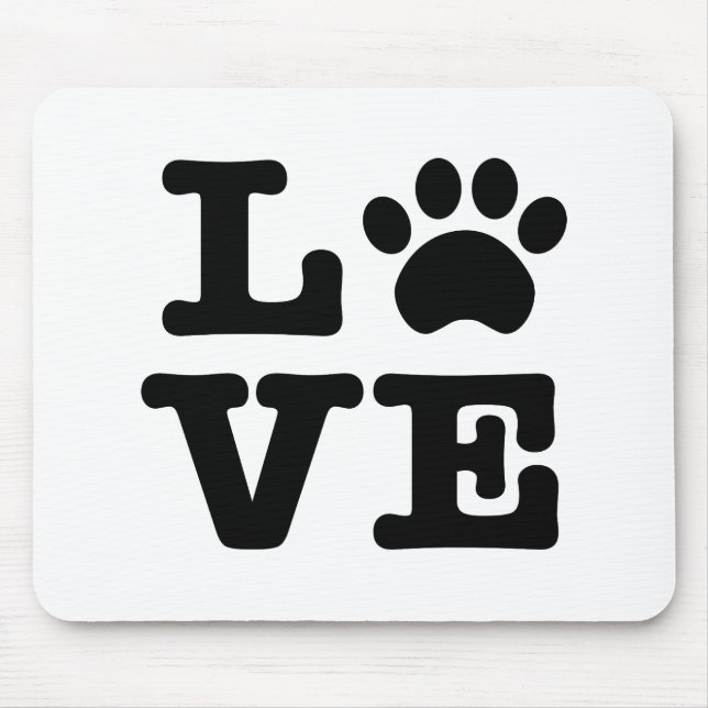 Tapis De Souris Love Paw Print Mousepad (Devant)