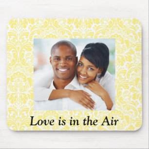Tapis De Souris Love Personnalisée Photo Yellow Damask Mousepad