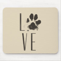 Love Pet Paw Print Brown Grunge Typografy