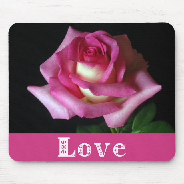 Tapis De Souris Love Rose Rose Floral Pad (Devant)