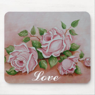 Tapis De Souris Love Shabby Chic Rose Vintage Peinture Pad