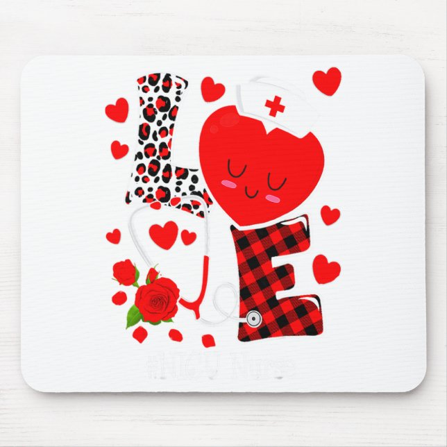 Tapis De Souris Love Stethoscope Heart Nicu Nurse Valentines Day  (Devant)
