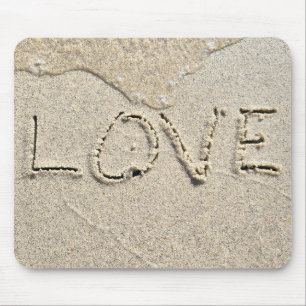 Tapis De Souris Love Texte Dans Le Sable Humide