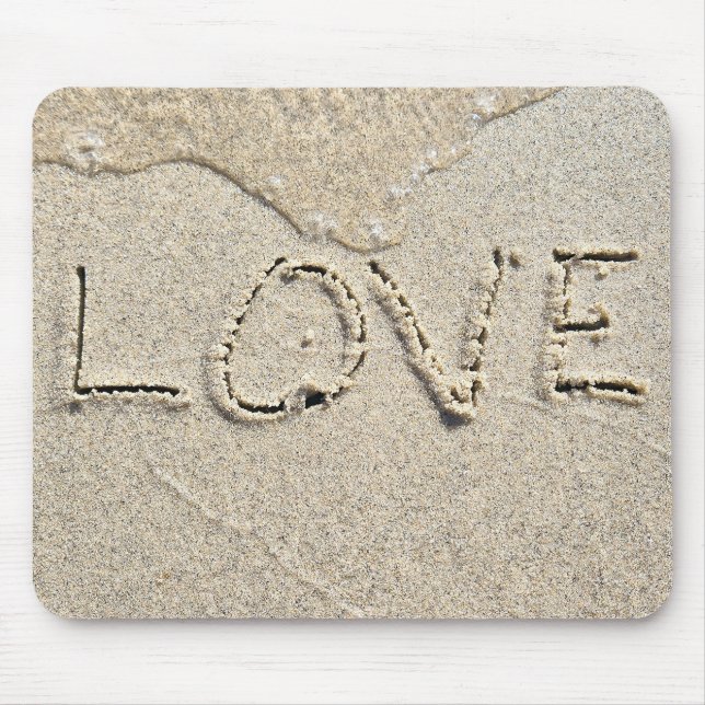 Tapis De Souris Love Texte Dans Le Sable Humide (Devant)