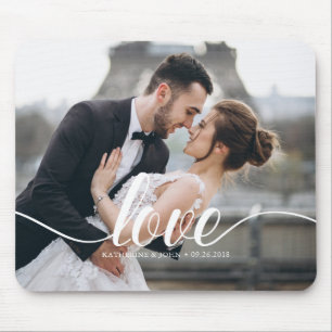 Tapis De Souris Love" Typographie superposer photo personnalisée