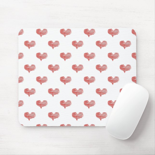 Tapis De Souris Love Valentine's Day Red Heart Sketch (Avec souris)