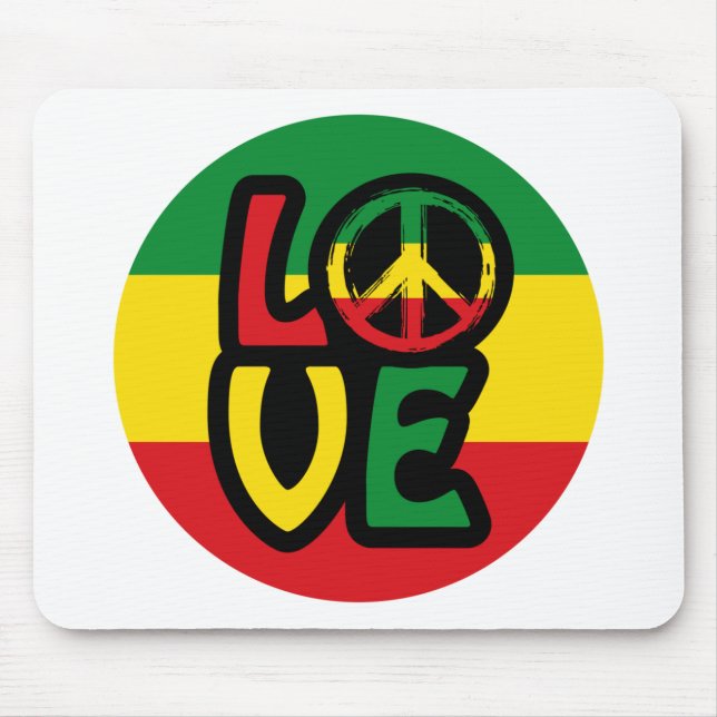 Tapis De Souris LOVE with peace symbol, reggae style (Devant)