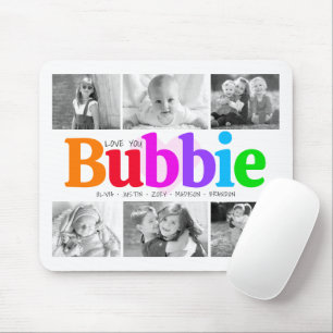 Tapis De Souris Love You Bubbie Colorful Rainbow 6 Photo Collage