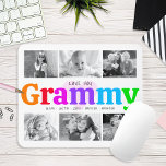 Tapis De Souris Love You Grammy Colorful Rainbow 6 Photo Collage<br><div class="desc">"Je t'aime Grammy." Elle aime chaque minute avec ses petits-enfants. Un visuel ludique, fantaisiste et élégant de la typographie audacieuse colorée à l'arc-en-ciel et de la typographie manuscrite noire recouvrent un coeur rose pâle et doux et un arrière - plan blanc. Ajoutez 6 photos chères de votre choix et customisez...</div>