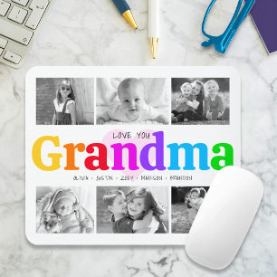 Tapis De Souris Love You Grandma Colorful Modern 6 Photo Collage