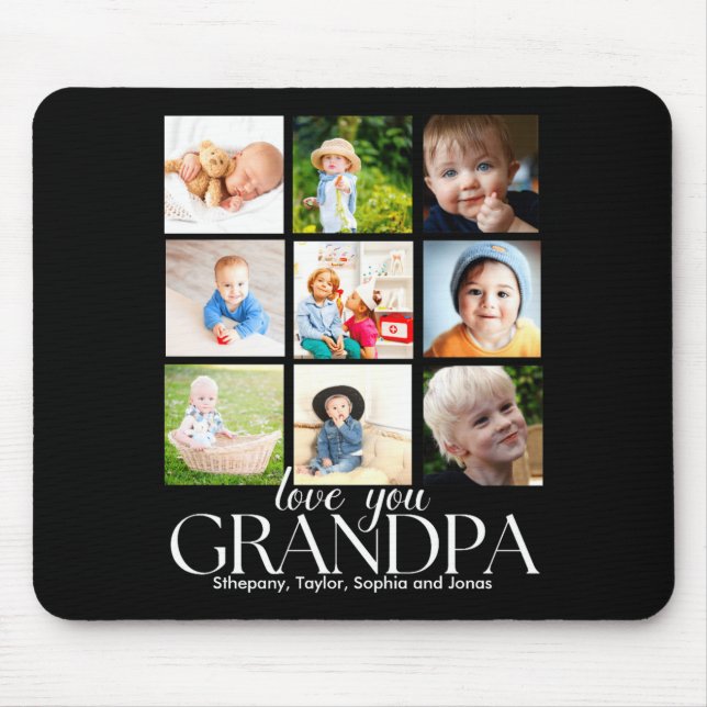 Tapis De Souris Love You Grandpa Beautiful Collage 9 Photos  (Devant)