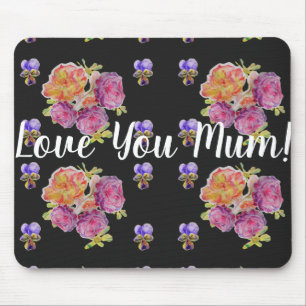 Tapis De Souris Love You maman Rose floral Ordinateur Souris Mat P
