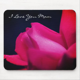 Tapis De Souris Love You Mom Red Rosebud Flower