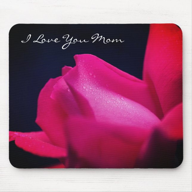Tapis De Souris Love You Mom Red Rosebud Flower (Devant)