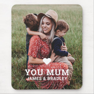 Tapis De Souris Love You Mum Photo de cœur pour la fête des Mères