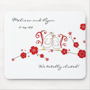 Tapis De Souris Lovebirds et Cherry Blossoms Souris