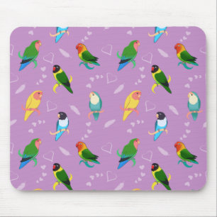 Tapis De Souris Lovebirds of Rainbow Colors Motif