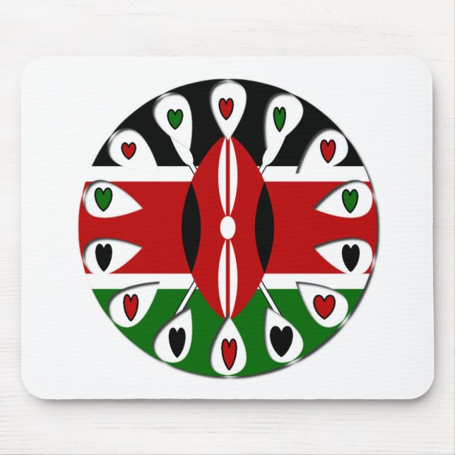 Tapis De Souris Lovely Hearts Kenya : Drapeau Art Motif (Devant)