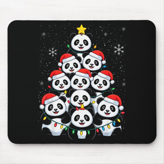 Tapis De Souris Lover Xmas Panda Christmas Tree  (Devant)