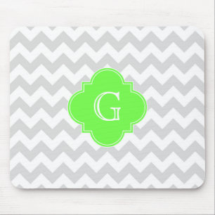 Tapis De Souris Lt Grey What Chevron ZigZag Lime Quatrefoil Monogr