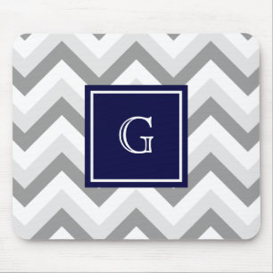Tapis De Souris Lt Two Grey White Chevron SQ Navy Monogramme