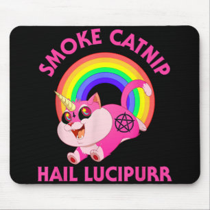 Tapis De Souris Lucipurr à la grêle à la fumée, Funny Satan Chat U