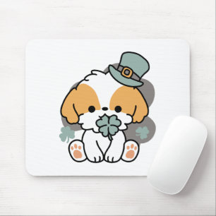 Tapis De Souris Lucky Pup with Clover - St. Patrick's Day Cadeau