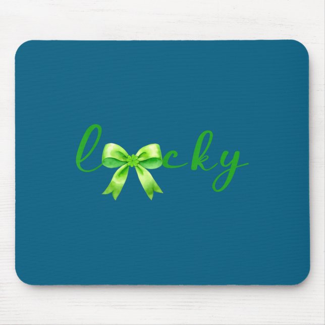 Tapis De Souris Lucky, St.patricks Day Coquette,shamrock Funny  (Devant)