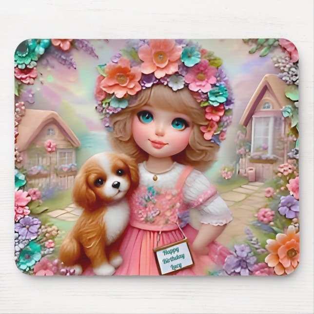 Tapis De Souris LUCY ~ Floral Anniversaire Salutation ~ (Devant)